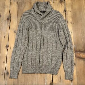 Rodd & Gunn Brown Lambswool Wool Italian Yarn Pullover Shawl Neck Sweater
